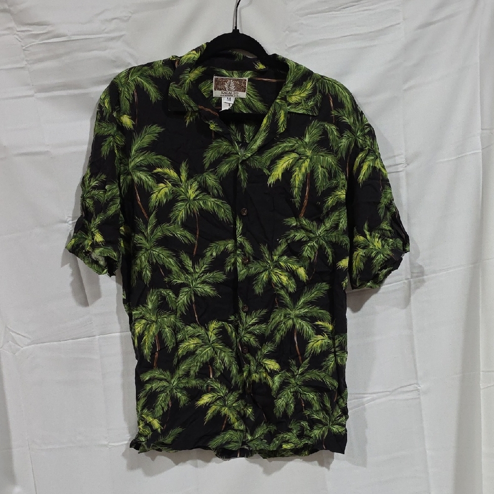 Men's Tropical Palm Print Button Down Shirt